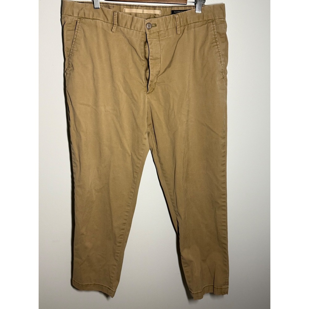 Banana Republic Mens Lived-In Chino Athletic Fit Khaki Tan Pants 36x30
